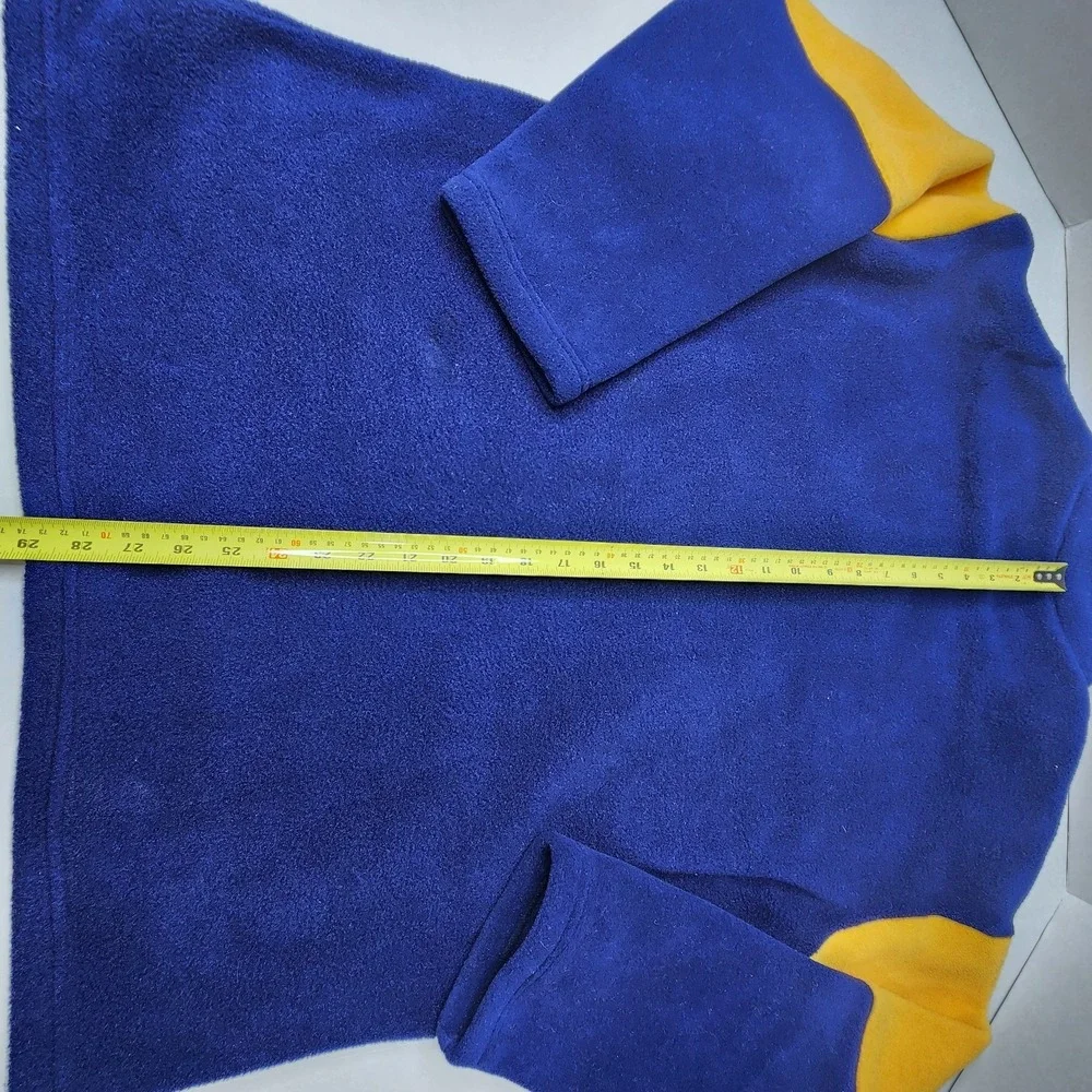 Montreal Canada Vintage 1/4 Zip Sweater Fleece Size LRG Blue Yellow Made In CAN